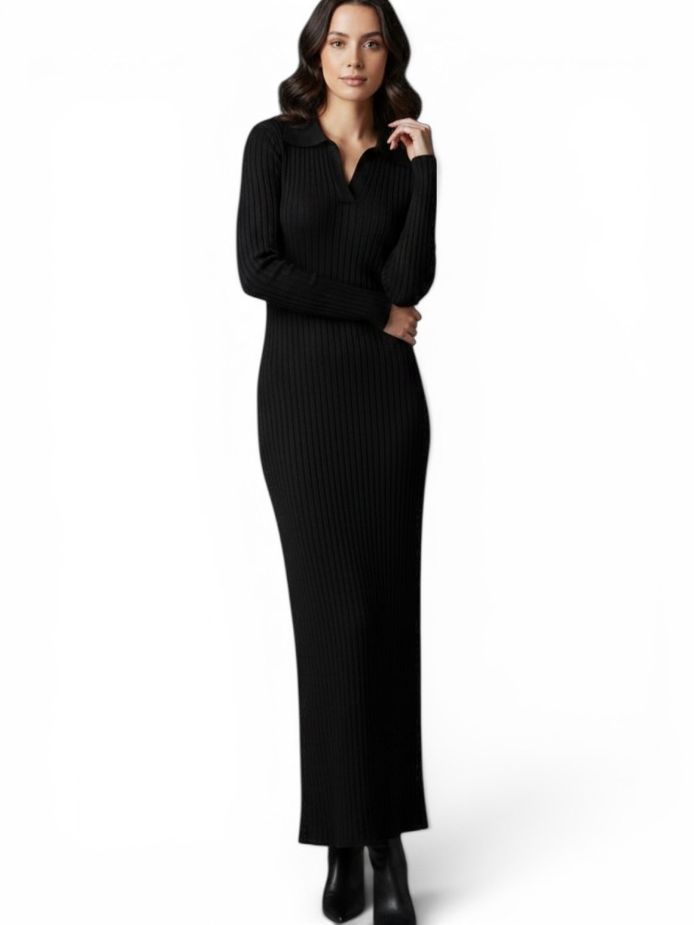 Old Navy Black Ribbed Polo Collar Maxi Sweater Dress, Size XL Tall, NEW WITH TAG
